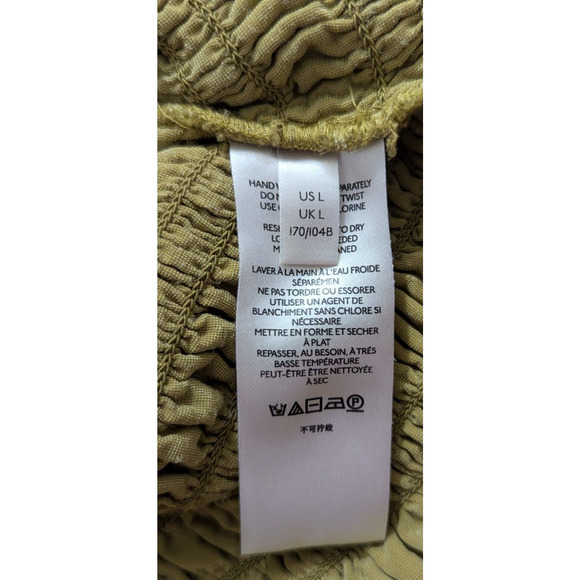 by Anthropologie sz L Velvet Puff Sleeve Smocked Blouse gold yellow top 3908 - Picture 6 of 6